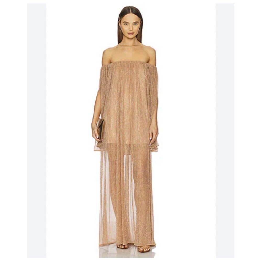 $595 CAROLINE CONSTAS “Corinthia” Metallic Off- Shoulder Gown - M-NWT